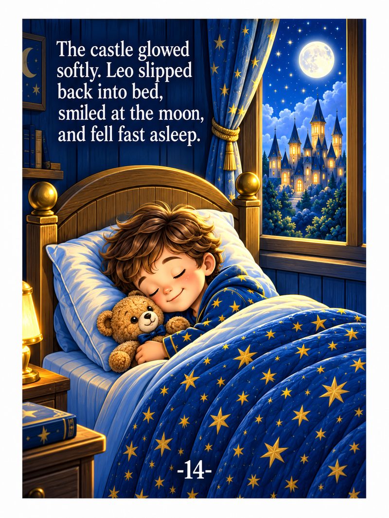 The final panel shows the little knight asleep in bed