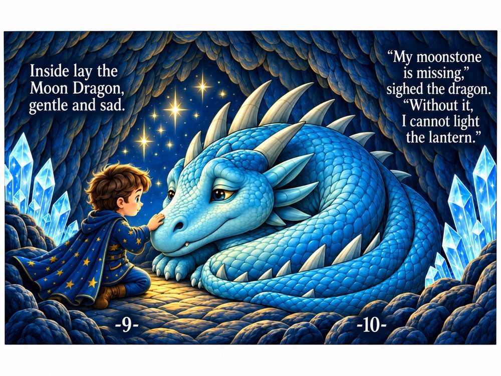 Moon Dragon | Story pages 9 and 10, Leo finds the Moon Dragon
