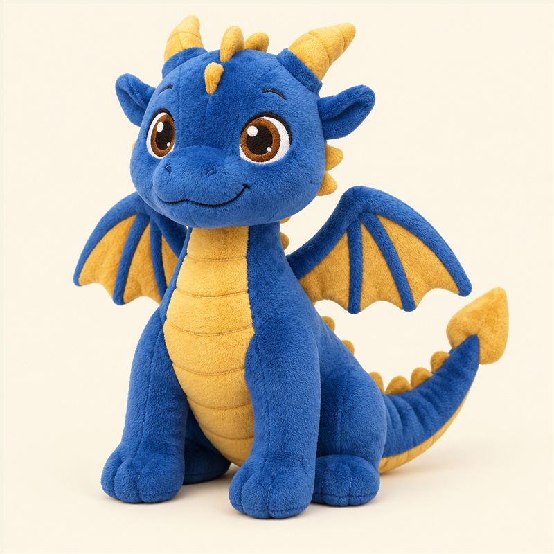 Moon Dragon Plush Buddy, blue and gold soft dragon toy